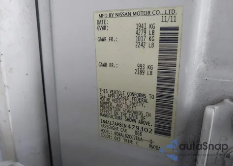 2012 Nissan Altima 2.5 S from USA, damaged, VIN 1N4AL2AP8CN479302